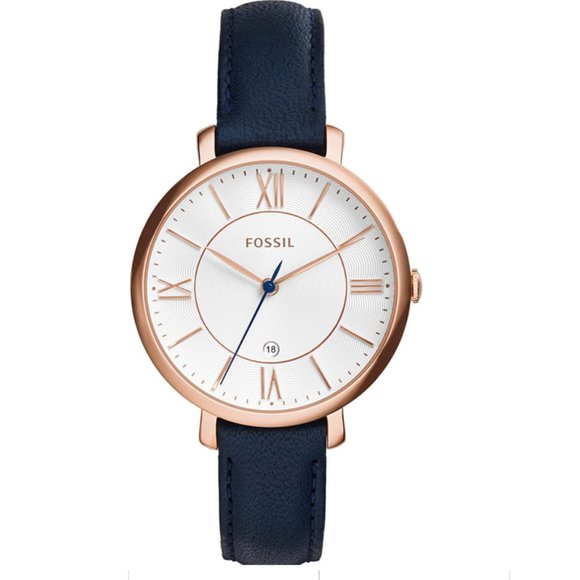 Fossil Women Jacqueline Rose Gold Blue Strap Watch